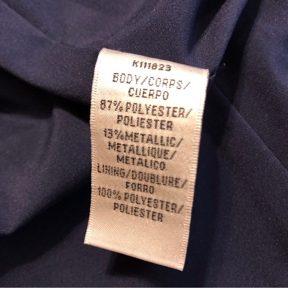 Sz 2 Kay Unger Carina Tea Length Formal Dress Navy Blue, Silver & Gold Metallic - Picture 16 of 16